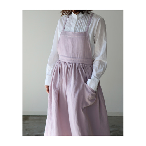＊ギャザーたっぷりエプロンワンピ/エプロンドレス/ダブルガーゼ/ハンドメイド＊ ふっくら厚さ2倍のとろみダブルガーゼのギャザーたっぷり