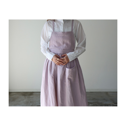 ＊ギャザーたっぷりエプロンワンピ/エプロンドレス/ダブルガーゼ/ハンドメイド＊ ふっくら厚さ2倍のとろみダブルガーゼのギャザーたっぷり