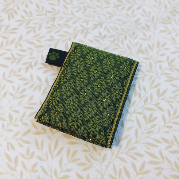 倉敷児島の畳縁(たたみべり)で作った 2つ折りカードケース 【菱菊 グリーン】 3枚目の画像