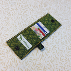 倉敷児島の畳縁(たたみべり)で作った 2つ折りカードケース 【菱菊 グリーン】 2枚目の画像