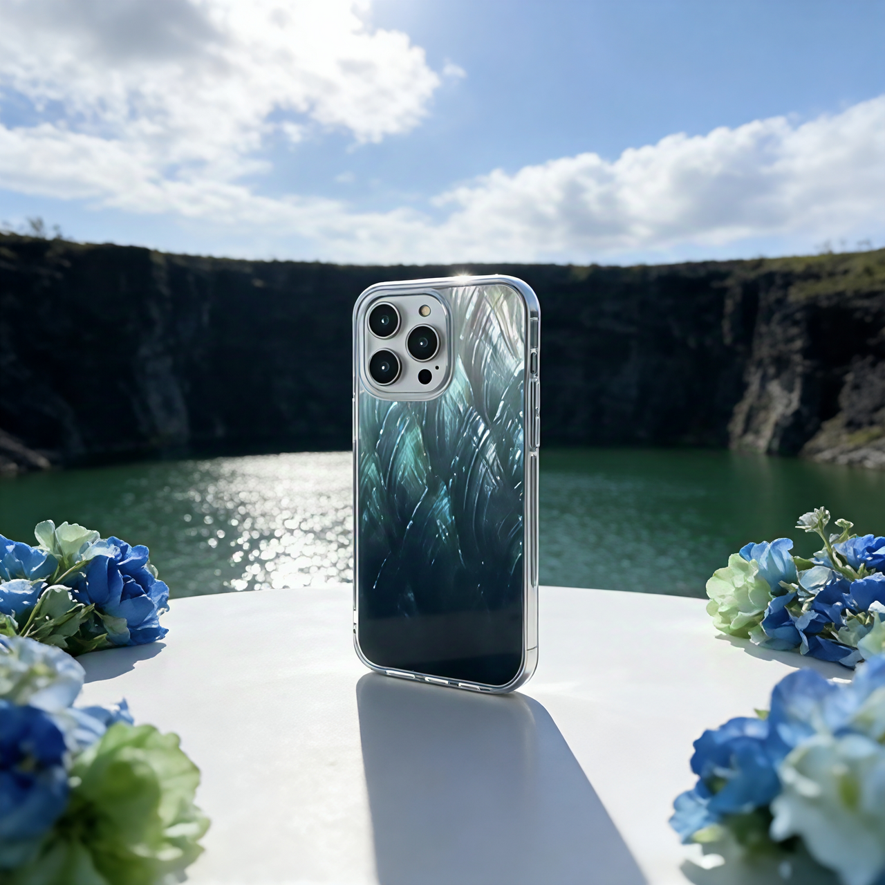 iPhone 17 16 15 14 13 ケース 螺鈿風 天然貝シェル 緑湖 全機種対応 ソフト 耐衝撃カバー ケース