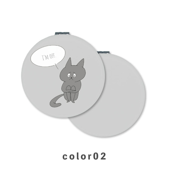 ねこ 猫 キャット 動物 手書き イラスト コンパクトミラー 折りたたみ 拡大鏡 薄型 NLFT-MRR07-01h 3枚目の画像
