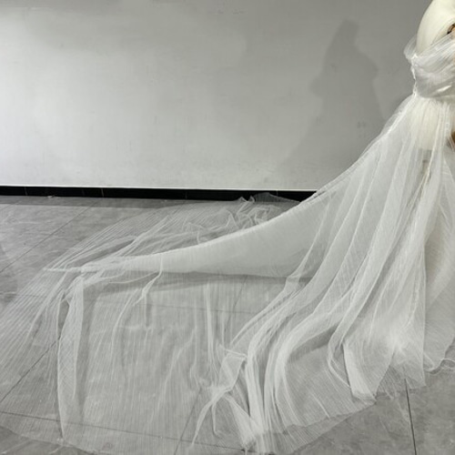 オフショルダーオーバードレス トップス付き トレーン チュール ドレス  