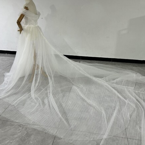 オフショルダーオーバードレス トップス付き トレーン チュール ドレス  