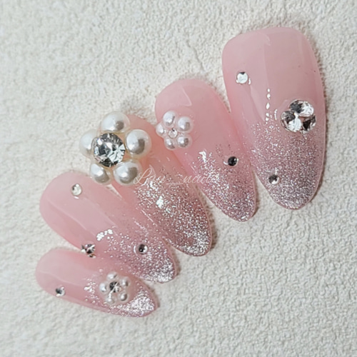 ネイルチップ ワンホン フラワー パール ワンホン お花パールネイル ネイルチップ（つけ爪） twii*＊lau nails