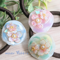 ブルーデイジーのヘアゴム【アメリカンフラワー/ディップアート