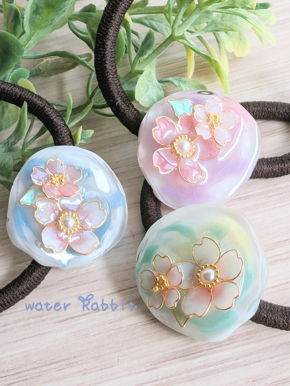 1480】レジン桜ヘアゴムポニーフックブロ―チハンドメイド