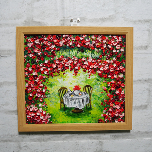 油絵 油彩 油彩画 絵 絵画【薔薇のお茶会】 油絵 油彩 油彩画 絵 絵画【薔薇】 絵画 HR 通販 18511449