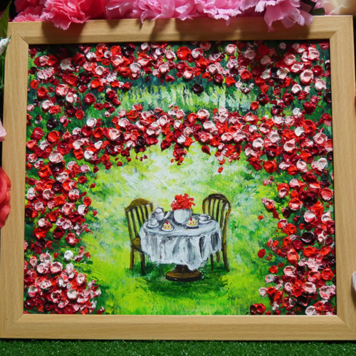 油絵 油彩 油彩画 絵 絵画【薔薇のお茶会】 油絵 油彩 油彩画 絵 絵画【赤い薔薇】 | HIROSHI1990