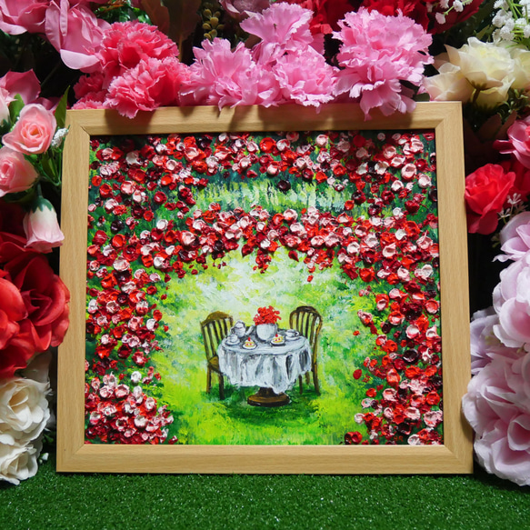 油絵 油彩 油彩画 絵 絵画【薔薇のお茶会】