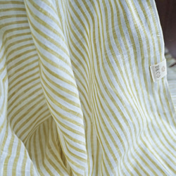 高品質比利時亞麻披肩 暗黃 x 白色條紋 第9張的照片