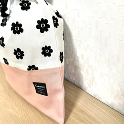 【入園入学グッズ】お着替え袋　体操着袋　ナップサック  花柄　ピンク 4枚目の画像