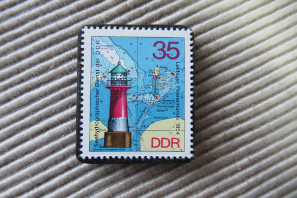 ドイツ　灯台切手ブローチ9414 1枚目の画像