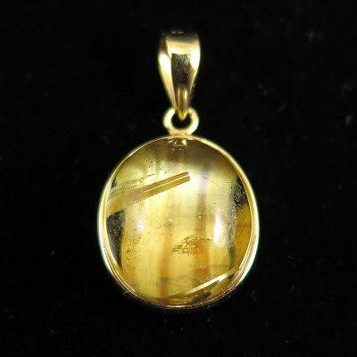 ゴールドルチルクォーツ 9mmオーバル ペンダントトップ K18YG  1.68g【榎本通商26472】