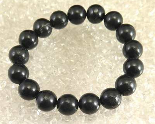 北海道産ブラックシリカ（黒鉛珪石） 12mm玉ブレスレット 証明書付