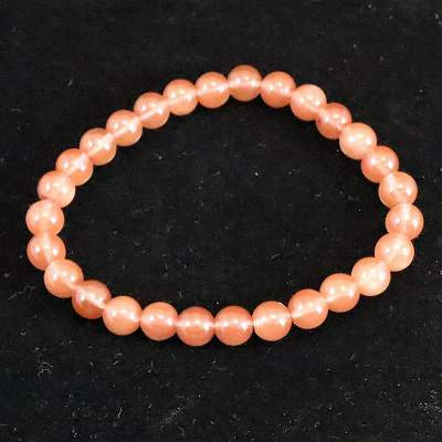 チベット産 ピンクブラウンシラー アンデシン  6.5mm玉ブレスレット 12.35g【榎本通商31817】