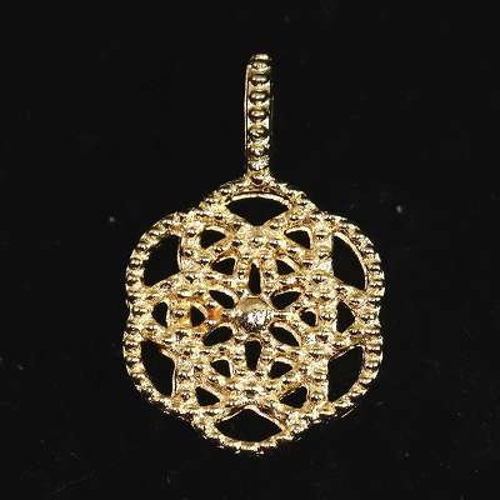 K18 シードオブライフ神聖幾何学 8mmラウンド チャーム 18金イエロー