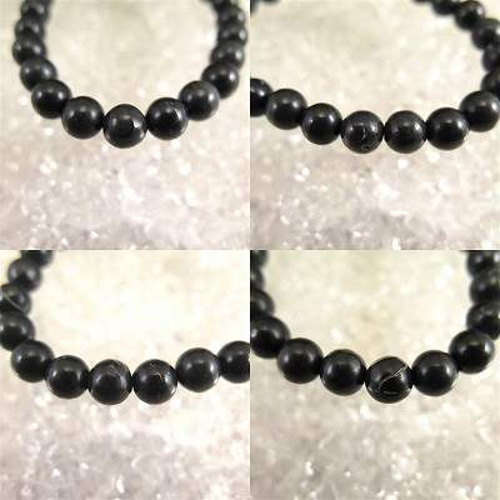 北海道産ブラックシリカ（黒鉛珪石） 8mm玉ブレスレット 証明書付 16.8