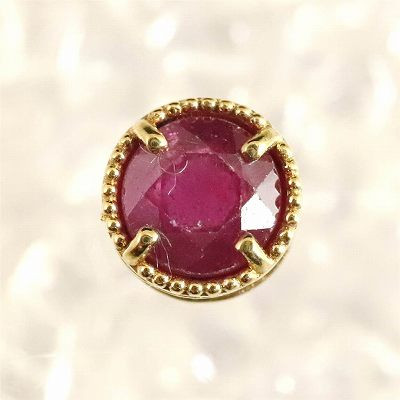 ルビー 5mmラウンド ペンダントトップ　チャーム　K18YG　0.42g　【榎本通商44808】