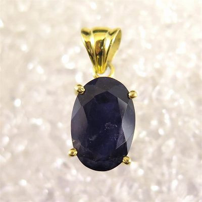 アイオライト 16mmオーバル ペンダントトップ 18KGP 3.55ｇ【榎本通商48046】