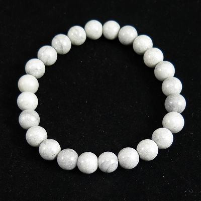 愛媛県産 カルスト鍾乳石　8mm玉ブレスレット 証明書付 18.6g【榎本通商49667】