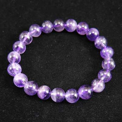 アメジストエレスチャル  9mm玉 ブレスレット 21.8g【榎本通商51840】