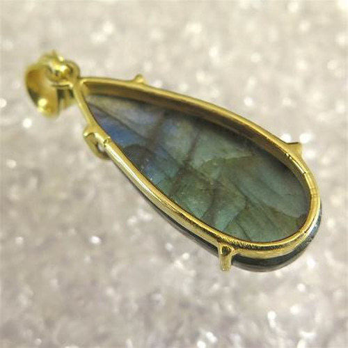 ブルー ラブラドライト 32mmティアドロップ ペンダントトップ