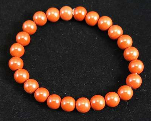 胡桃のブレスレット【玉石付き】 佐渡 赤玉石 8mm玉ブレスレット 証明書付 17.5g【榎本通商56861