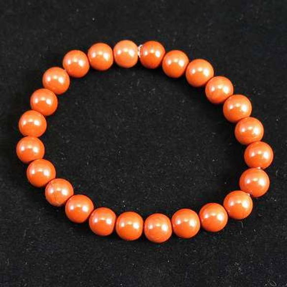佐渡 赤玉石 8mm玉ブレスレット 証明書付 17.5g【榎本通商56861