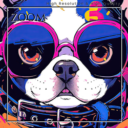 【ファッションモンスター  - フレンチブルドッグ犬 No.4】漫画 アニメ アートポスター 犬の絵 3枚目の画像