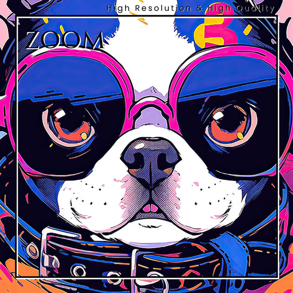 【ファッションモンスター  - フレンチブルドッグ犬 No.4】漫画 アニメ アートポスター 犬の絵 3枚目の画像