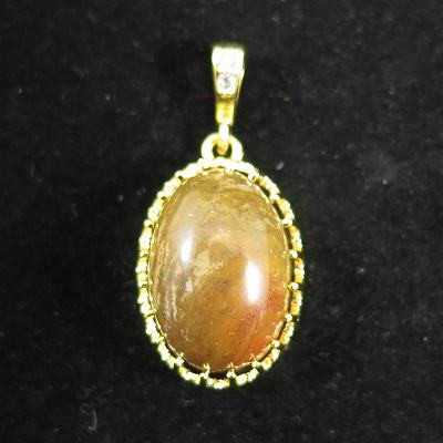 油布黄玉（ゆふおうぎょく） 18mmオーバルペンダントトップ 18KGP 5.09g【榎本通商59375】