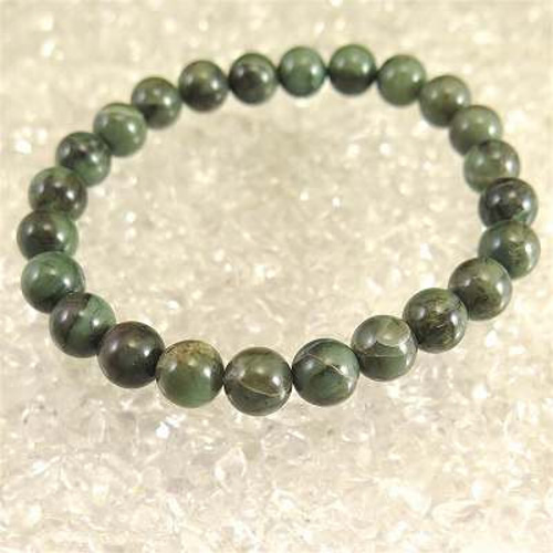 島根県 出雲碧玉 出雲石 8mm玉ブレスレット 証明書付 18.7g【榎本通商
