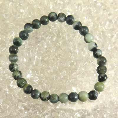 糸魚川翡翠 ヒスイ 緑 6ｍｍ玉ブレスレット ディレクトリカード付 8.6g【榎本通商63517】