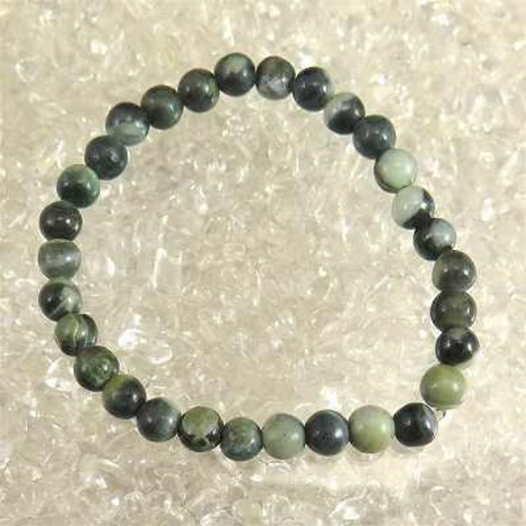糸魚川翡翠 ヒスイ 緑 6mm玉ブレスレット ディレクトリカード付 8.6g