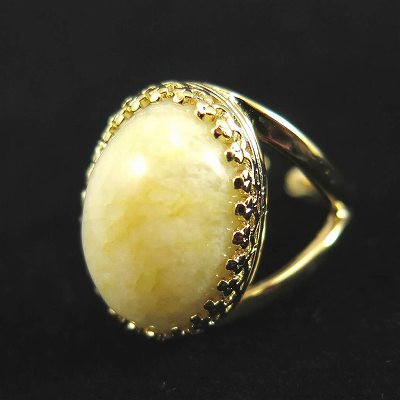 静岡水晶　18mmオーバル　リング　フリーサイズ 18KGP 7.23ｇ【榎本通商65624】