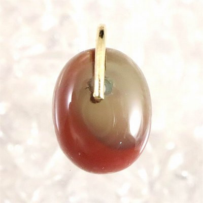 チベット産 バイカラーアンデシン タンブル ペンダントトップ K18YG 0.73g【榎本通商75979】