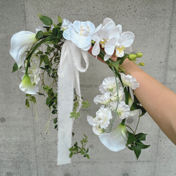 ウォッシュホワイトのリース 再販 ウォッシュホワイトのリース 34センチ リース Riche 通販 1457571