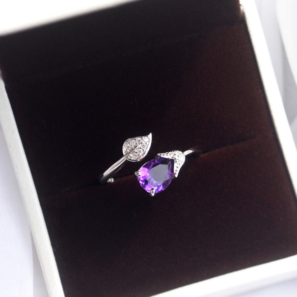 『在庫一掃対象商品』 お花のオープンリング　天然石　指輪　リング　フォークリング　SV925 8枚目の画像