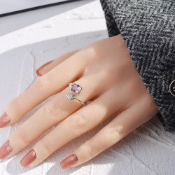 『在庫一掃対象商品』 お花のオープンリング　天然石　指輪　リング　フォークリング　SV925 10枚目の画像