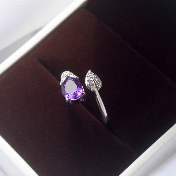 『在庫一掃対象商品』 お花のオープンリング　天然石　指輪　リング　フォークリング　SV925 9枚目の画像