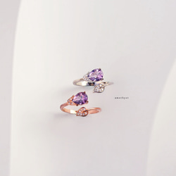 『在庫一掃対象商品』 お花のオープンリング　天然石　指輪　リング　フォークリング　SV925 5枚目の画像