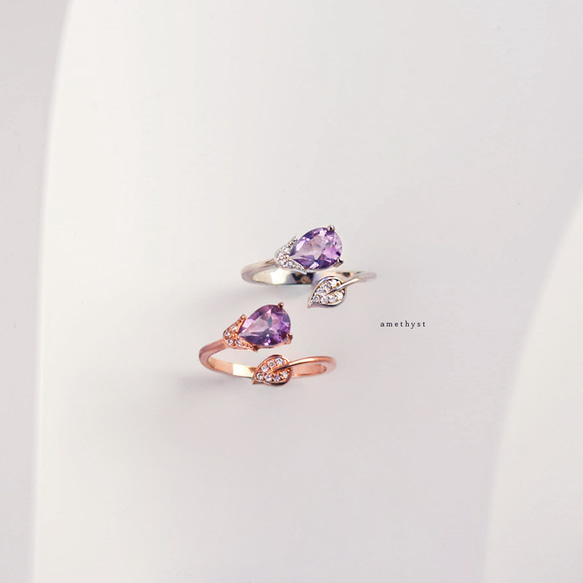 『在庫一掃対象商品』 お花のオープンリング　天然石　指輪　リング　フォークリング　SV925 5枚目の画像