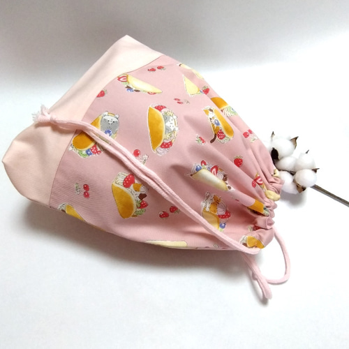 2/2 ねこまま　手刺繍　ローズ　レッスンバッグ　上履き入れ　他　ピンク 1/2 ねこまま様専用 手刺繍 ローズ レッスンバッグ 上履き入れ