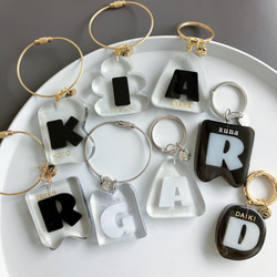 clear alphabet name keyring keychain 【名入れ無料　キーホルダー♡】 3枚目の画像