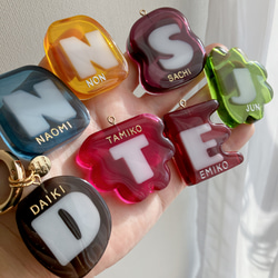 clear alphabet name keyring keychain 【名入れ無料　キーホルダー♡】 9枚目の画像