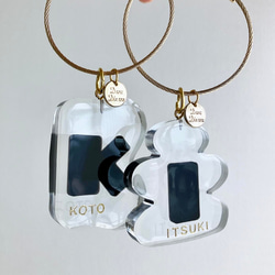 clear alphabet name keyring keychain 【名入れ無料　キーホルダー♡】 2枚目の画像