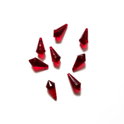 ドイツ製 1980s ダイヤモンド ドロップビーズ レッド 22×11mm (4個