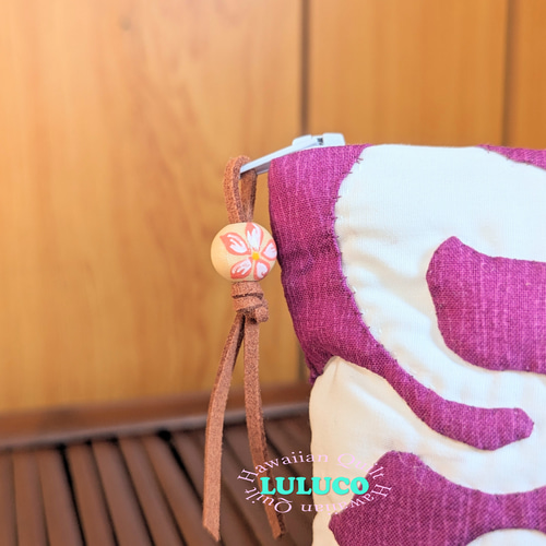 ハワイアンキルト ポーチ ☆ ホヌ・プルメリア パープルグラデーション