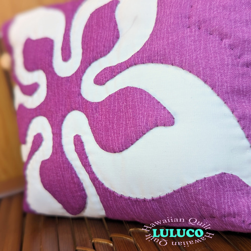 ハワイアンキルト ポーチ ☆ ホヌ・プルメリア パープルグラデーション